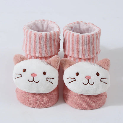 0-6 Months Socks for Newborns Baby Girls Boys Soft Cotton Socks Spring Autumn Cute Cartoon Animal Doll Infant Floor Sock Good Vibrations