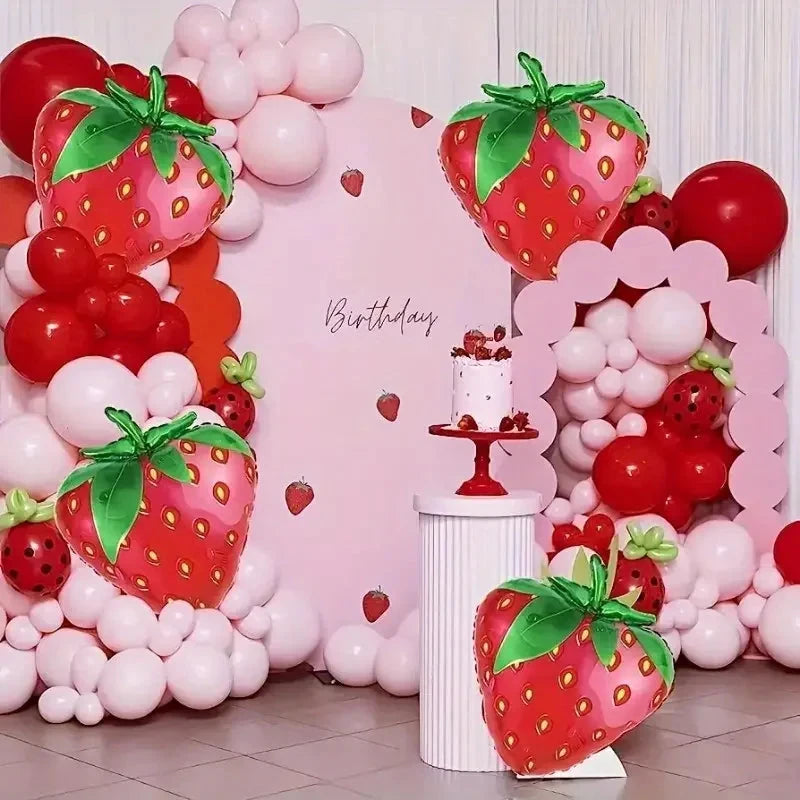 6 pieces, strawberry foil balloons, birthday party decorations, summer fruit party decorations balloons Good Vibrations