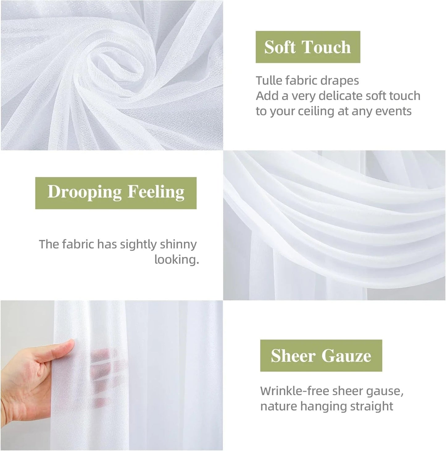 Wedding Arch Draping Fabric for Ceremony Reception Arch Decorations Chiffon Sheer Fabric Backdrop Curtains Party Bridal Shower Good Vibrations