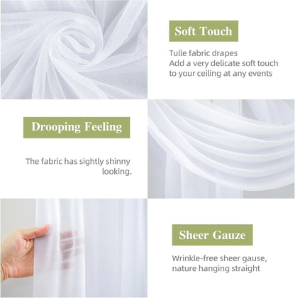 Wedding Arch Draping Fabric for Ceremony Reception Arch Decorations Chiffon Sheer Fabric Backdrop Curtains Party Bridal Shower Good Vibrations