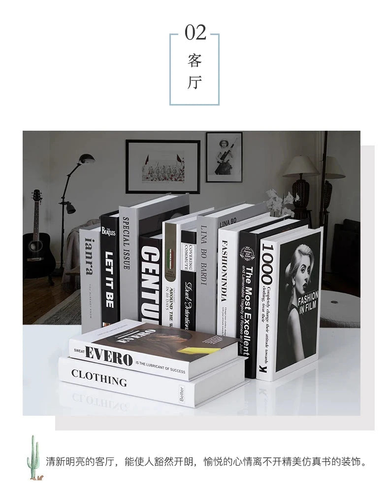 Modern fake book ornament Nordic light luxury simulation book living room home store decoration photo props book case box Good Vibrations