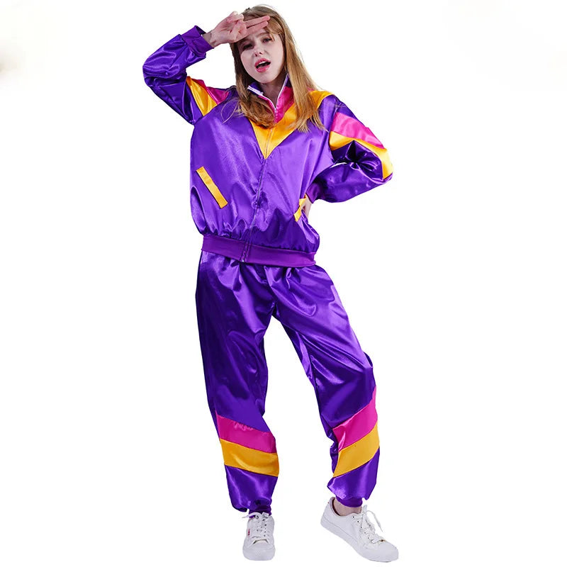Cosplay Women Disco Suit Fancy Dress Hippie Costumes Men Disco Tracksuit Couples for Costumes Clothes Adult Carnival Costume Good Vibrations