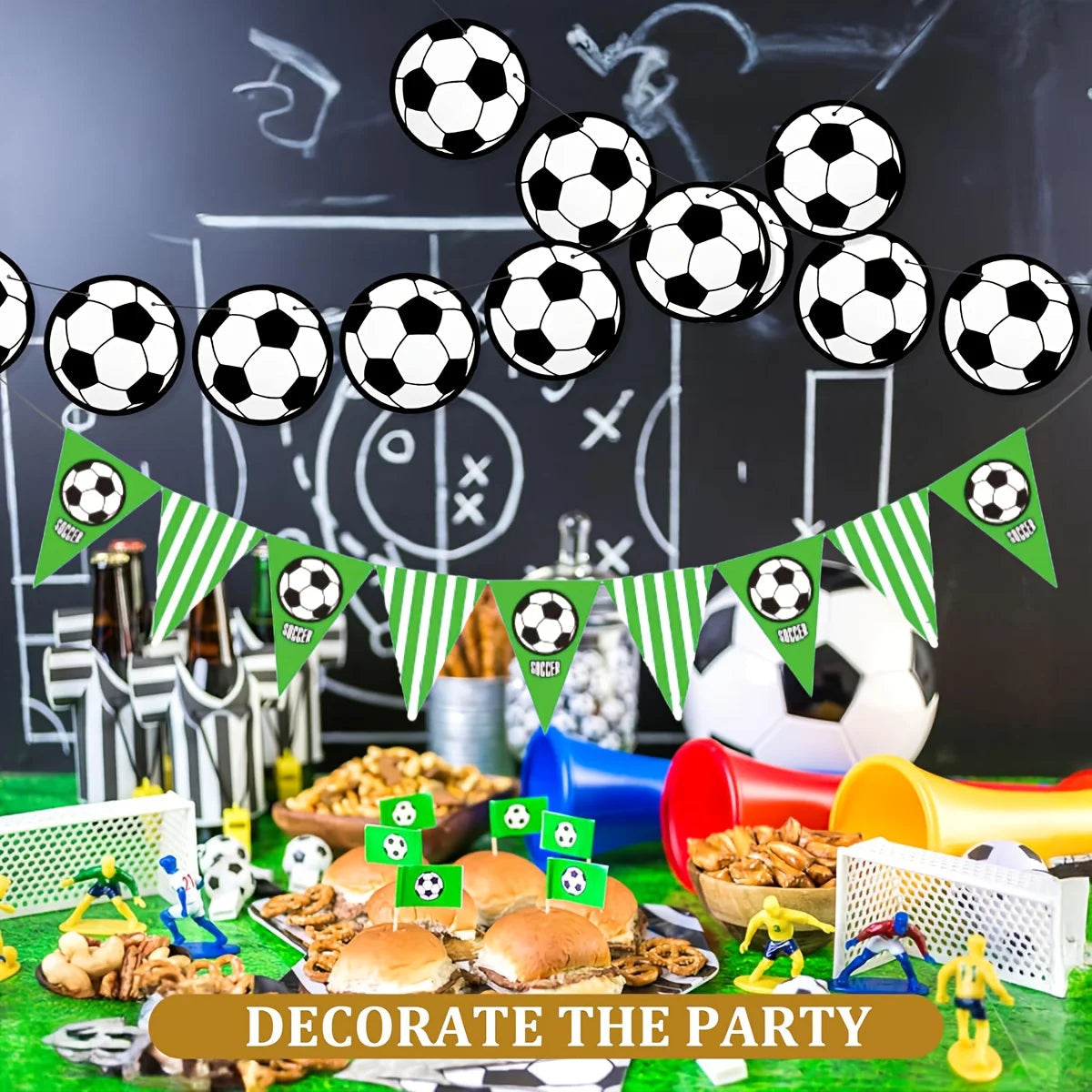 Soccer Party Banner Decorations 1 Set Paper Soccer Garland for Sports Theme Events Birthday Parties confetti Good Vibrations