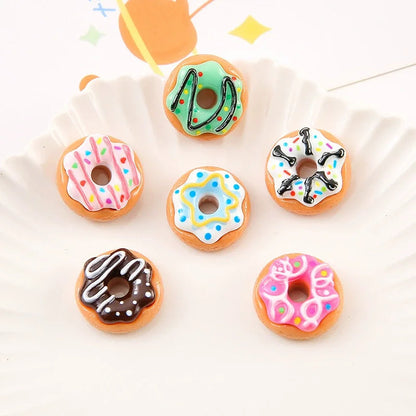 8pcs Kawaii New Cute Mini Donut Flat Back Resin Cabochons Scrapbooking DIY Jewelry Craft Decoration Embellishments Accessories Good Vibrations