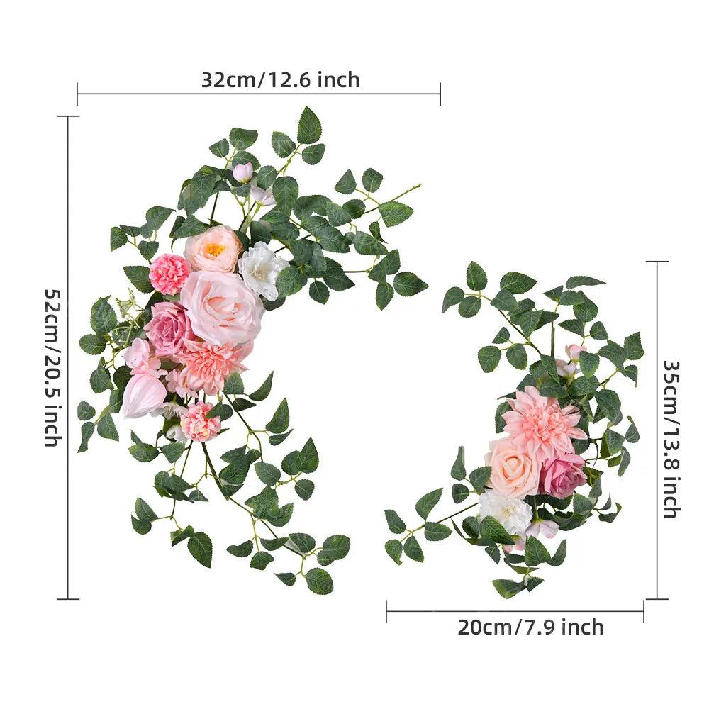 2pcs Wedding Arch Flowers Artificial Flowers Floral Garland for Bridal Shower Ceremony Welcome Sign Backdrop Stand Decorations Good Vibrations