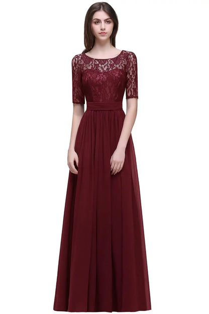 Women Plus Size Lace Chiffon Bridesmaid Dresses Long For Wedding Elegant A Line Evening Party Gown Guest Prom Vestidos De Soiree