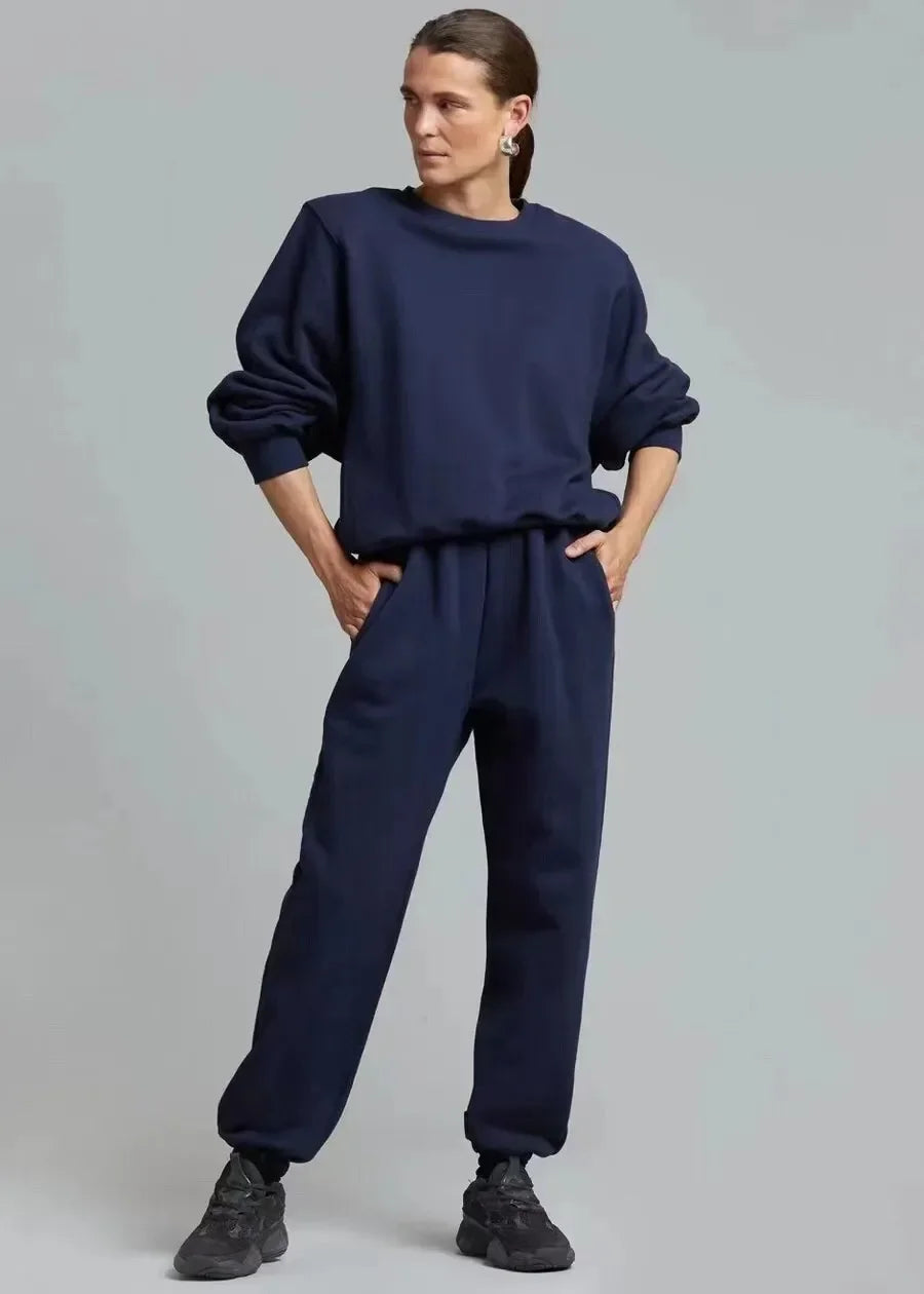 cotton jogging set women long sleeve sweatshirt Relaxed fit SWEATPANTS autumn winter relaxed fit 2 piece sets womens outfits Good Vibrations
