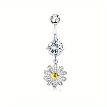 Drperfect Dangle Belly Button Ring for Women Cute Navel Rings Daisy Weed Butterfly Dangling Colorful Belly Piercing Jewelry Good Vibrations Adult Super Store