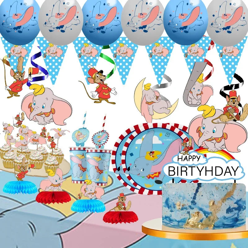 Dumbo Cute Birthday Party Decorations Tableware Kids  Cups Plates Tablewares Set Baby Shower Party Supplies for Children's Day Good Vibrations