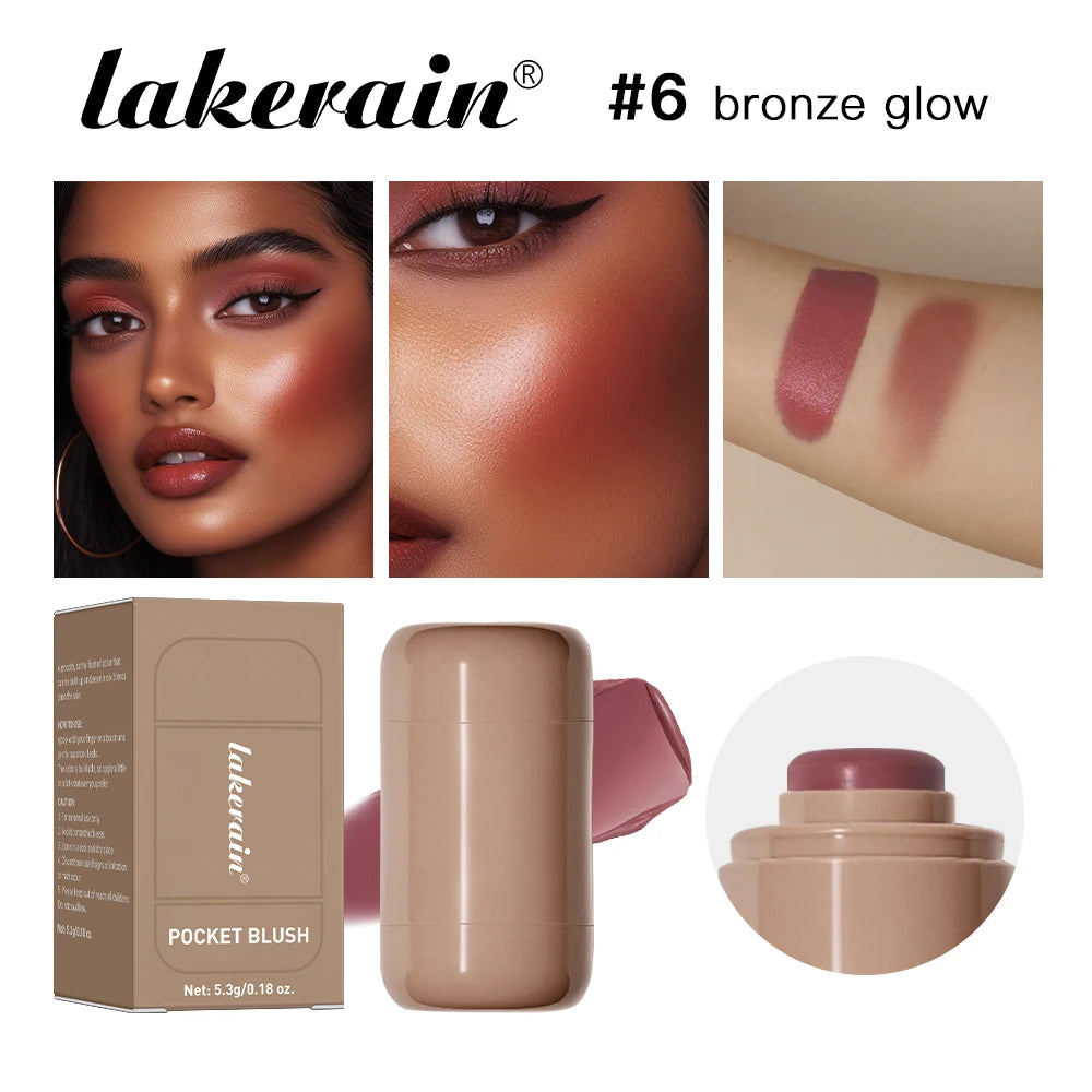 Lakerain 3in1 Cheek Lip Tinted Moistured Blush Stick Waterproof Easy Color Rouge Silky Smooth Blusher Cream Matte Contour Makeup Good Vibrations