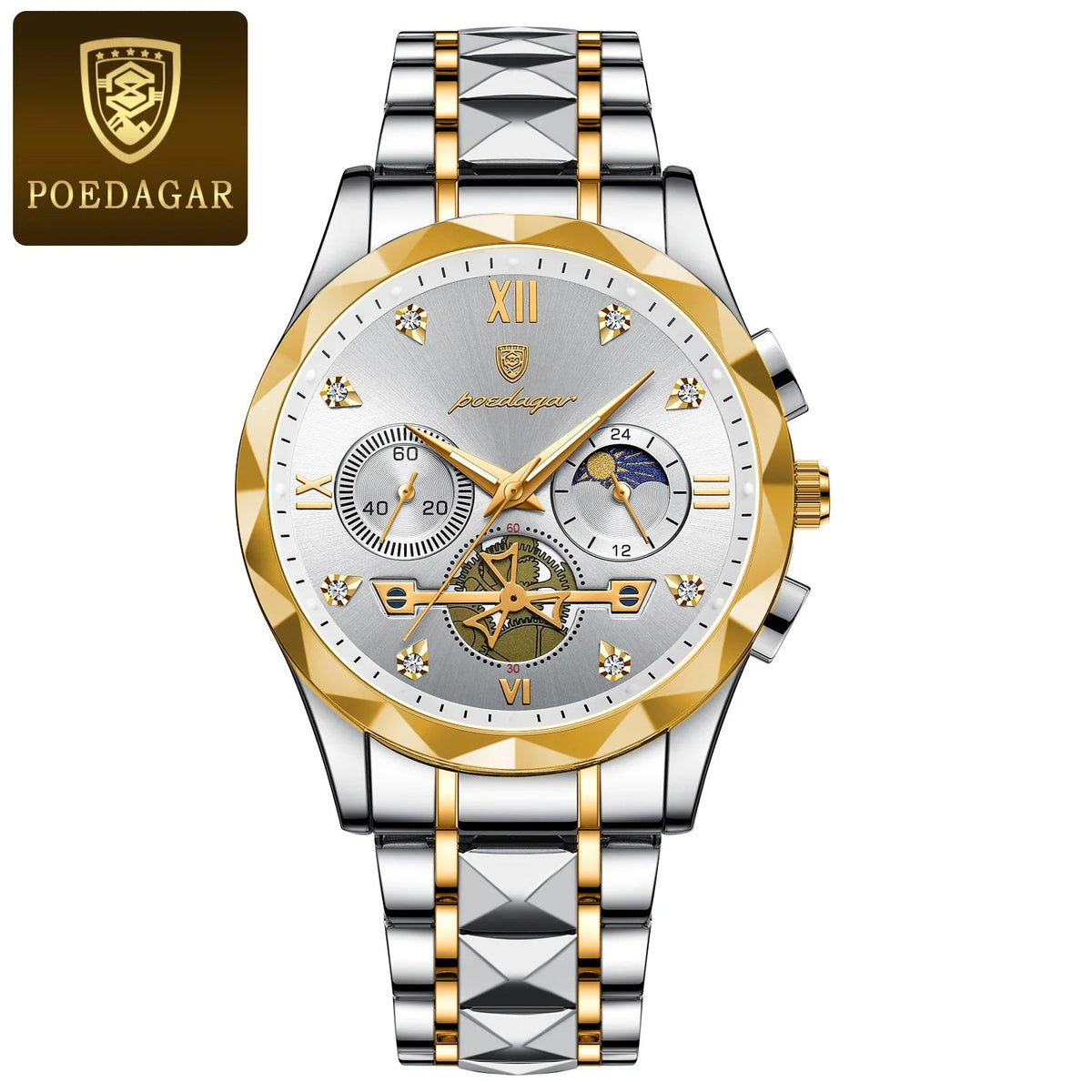 POEDAGAR Luxury Man Wristwatch Chronograph Waterproof Luminous Men Watch Stainless Steel High Quality Sport Men's Quartz Watches Good Vibrations