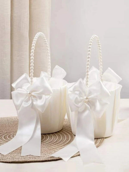 Wedding supplies bridal flower basket Pearl handle flower girl basket 1pc Good Vibrations