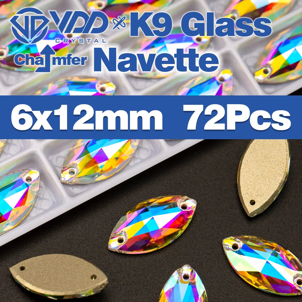 VDD Chamfer AAAAA Top Quality K9 Glass Sew On Rhinestones Sewing Crystal AB Flatback Stone For Clothes Accessories Wedding Dress Good Vibrations