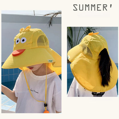 Summer Hat for Kids Children Outdoor Sun Hat Neck Ear Cover Sun Protection Beach Caps Kids Boy Girl Flap Cap for Children Good Vibrations