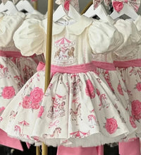 Baby Girl Summer Cartoon Carousel Embroidery Printed Turkish Vintage Princess  Dress for Birthday Party Eid Photography B87 Good Vibrations