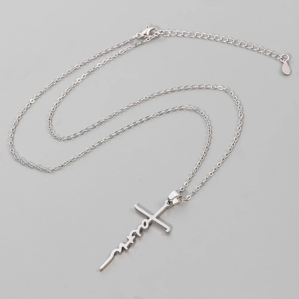 Necklace for Women European and American Fashion Cross Pendant Faith Inspiration Necklace Accessories Good Vibrations
