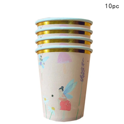 10Guests Fairy Disposabel Tableware Butterfly Goddess Plates Napkin Cups Spring Flower Princess Happy Birthday Party Decor Girl Good Vibrations