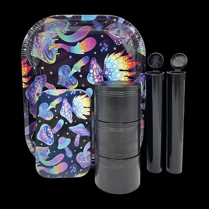 5 Packs Tobacco Metal Rolling Tray Kit 50mm Grass Grinder Crusher Smoke Herbal Set 115mm Plastic Cigar Storage Tube Container Good Vibrations Adult Super Store