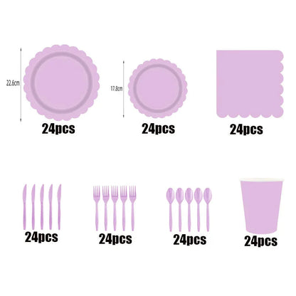New purple party disposable tableware, baby shower, wedding party decoration, children's adult birthday party event celebration Good Vibrations