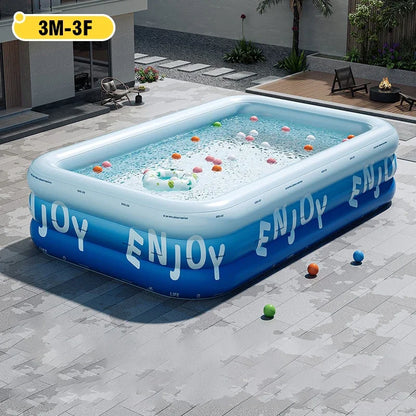 Inflatable Pool 3/2.6/2.1M Large Family Pools Swimming Pool with Canopy Children's Outdoor Removable Basen Toys for Kids Adult Good Vibrations