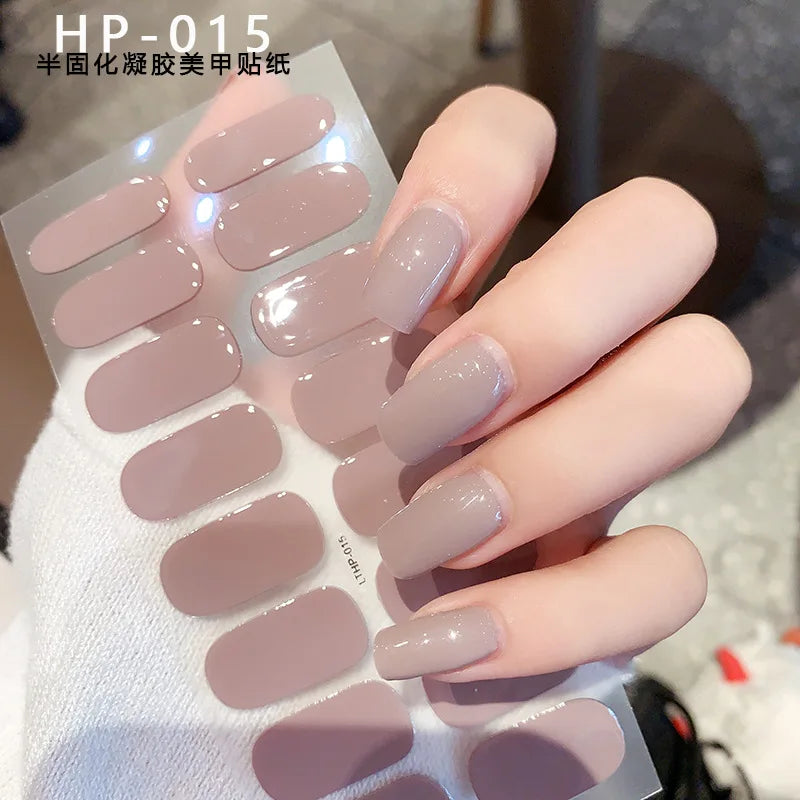 UV Semi-Cured Gel Nail Wraps Stickers Strips French Long Lasting Full Cover LED Gel Semi Cured Nail Sliders For Nail Extension & Good Vibrations