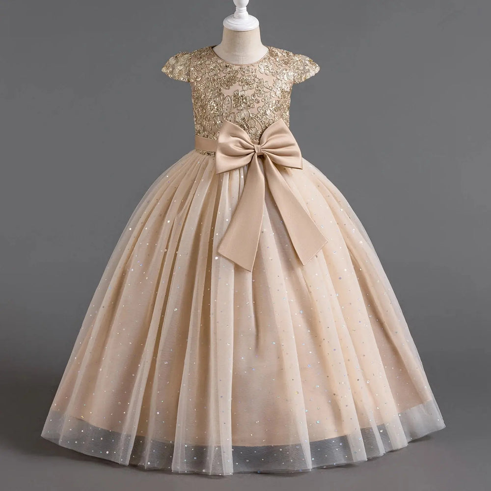 2024 Teen Girls Bridesmaid Flower Dresses for Wedding Elegant Luxury Party Sequin Lace Princess Evening Dress Birthday Prom Gown Good Vibrations