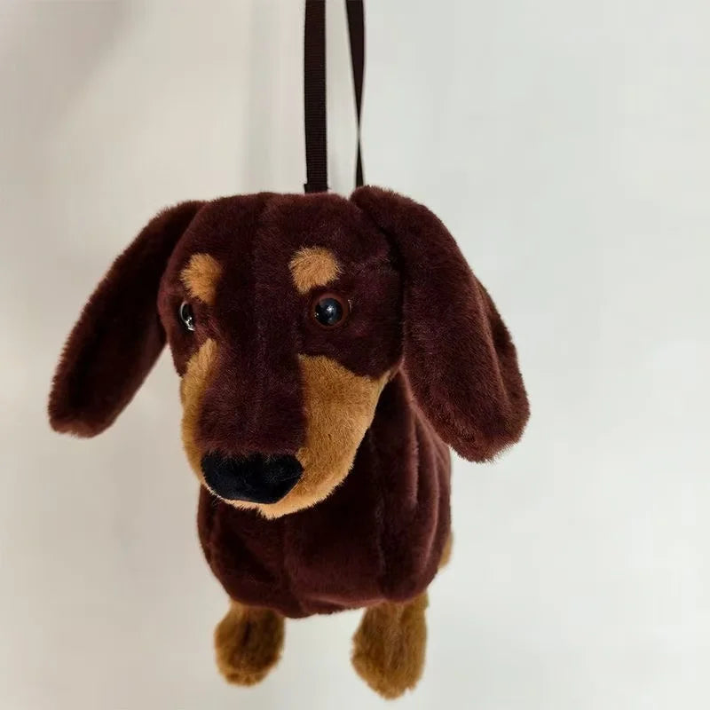 Sausage Dog Plush Backpacks Kawaii Puppy Soft Stuffted Bag Versatile Plush Backpacks Cartoon Plush Shoulder Bag Gift for friend Good Vibrations