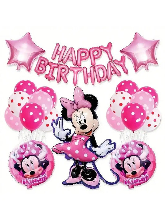 20PCS Pink Minnie themed Birthday Party Decoration Aluminum Film Balloon Set Family Birthday Party Decoration Supplies Good Vibrations