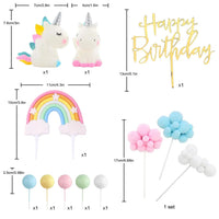 Birthday Unicorn Cake Topper,Rainbow Balloon Cake Decorations Cupcake Toppers for Girls Unicorn Birthday themed Party Supplies Good Vibrations