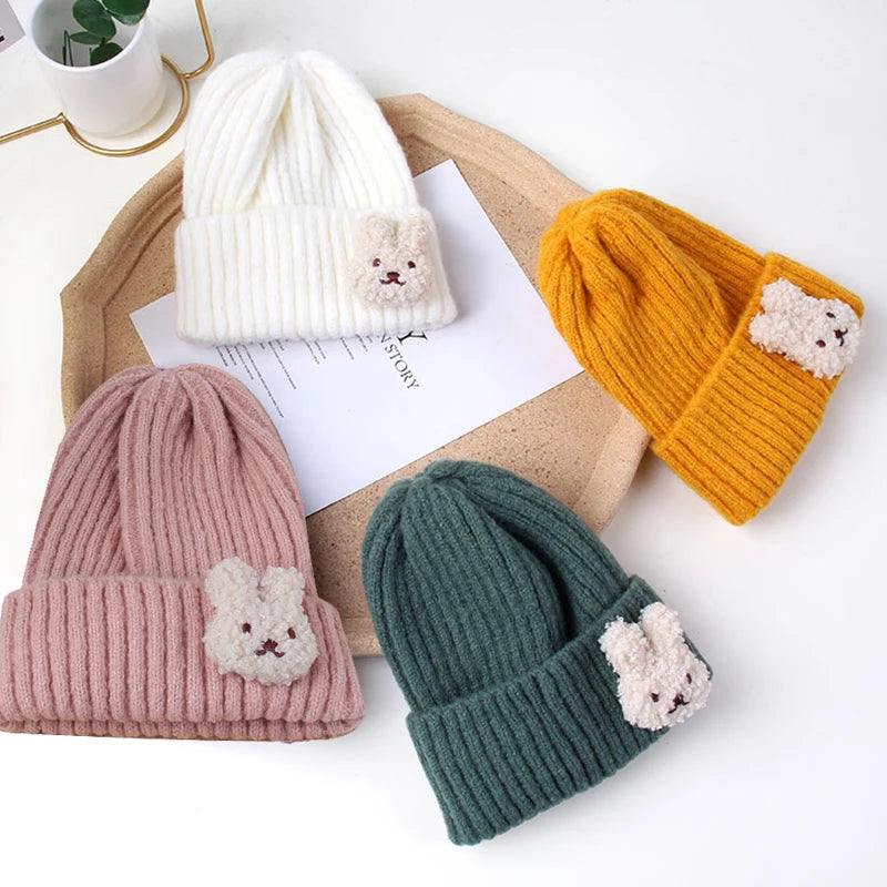 Autumn Winter Baby Hat Soft Warm Knitted Boy Girl Children Beanies Caps Solid Color Crocheted Infant Kids Bonnet Hats 0-3Y Good Vibrations