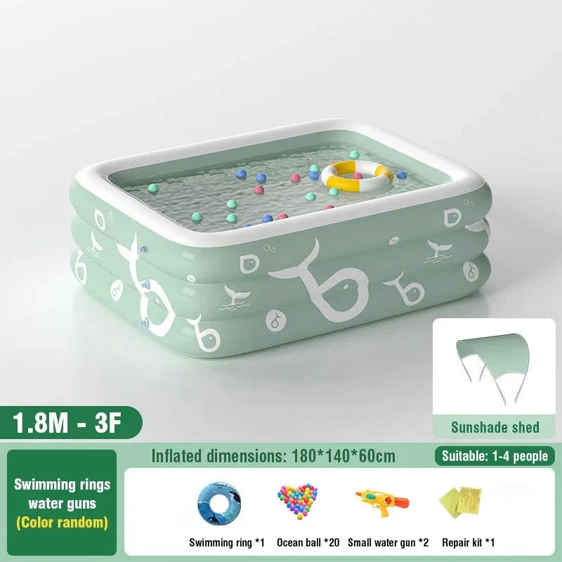 Inflatable Swimming Pool with Water Slide for Backyard Garden Party Foldable Kids Adults Family Pools PVC Swimming Pools Good Vibrations