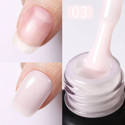 BORN PRETTY Milky Pink Rubber Base Gel Nail Polish Glitter 15ml Semi-Permanent Varnish Soak Off Self Leveling UV LED Gel Good Vibrations
