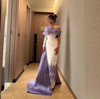 Customized Elegant One Shoulder Evening Dresses Long Sleeves Straight Party Dresses with Satin Sweep Train Women Prom Dresses Good Vibrations