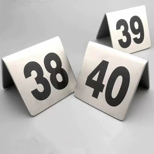 Double Sides Stainless Steel Table Numbers Square Table Digital Card Plate Restaurant Hotel desk Number,10Pcs per Set Good Vibrations
