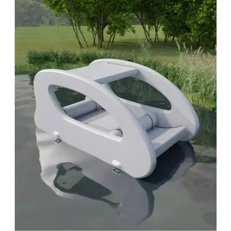 Floating Inflatable Electric Boat, Solar Powered, Sustainable Inflatable Houseboat, with Engine for Water Fun Good Vibrations