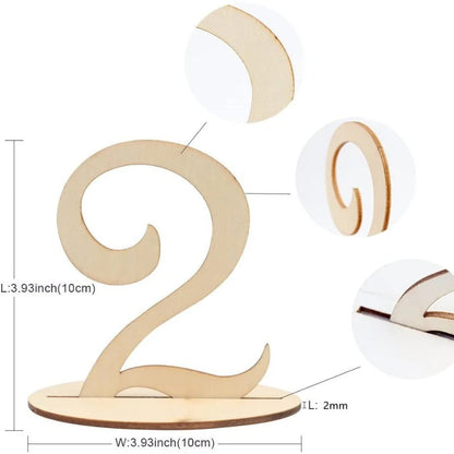 Wooden Table Number 1-20 Creative Digital Three-dimensional Card Wedding Party Decorative Small Ornament Seat Number Table Card Good Vibrations