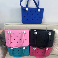 EVA Waterproof Summer Storage Basket Mini Kid Beach Bogg Bag Women Shopping Bag Picnic Rubber Jelly Tote Bogg Bag Kid Purses Good Vibrations