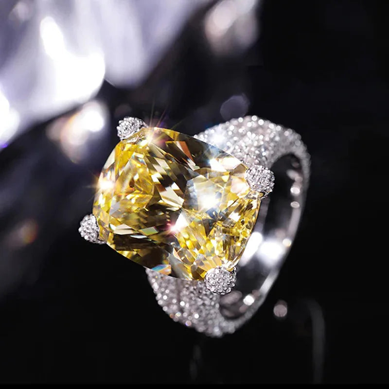 Elegant Yellow Water Drop Shaped Crystal Rhinestone Zircon Ladies Ring for Women Party Wedding Engagement Jewelry Size 6-10 Good Vibrations