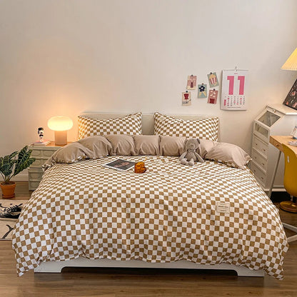 Checkerboard Bedding Comforter Set with Pillowcase bed sheet Single Full Size Bed Linen Duvet Cover Set Queen/King Double Single Good Vibrations