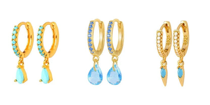 925 Sterling Silver Needle Summer Blue Earrings Trend 18K Gold Hoop Earrings for Women Fashion Puncture Jewelry Ear Accessories Good Vibrations