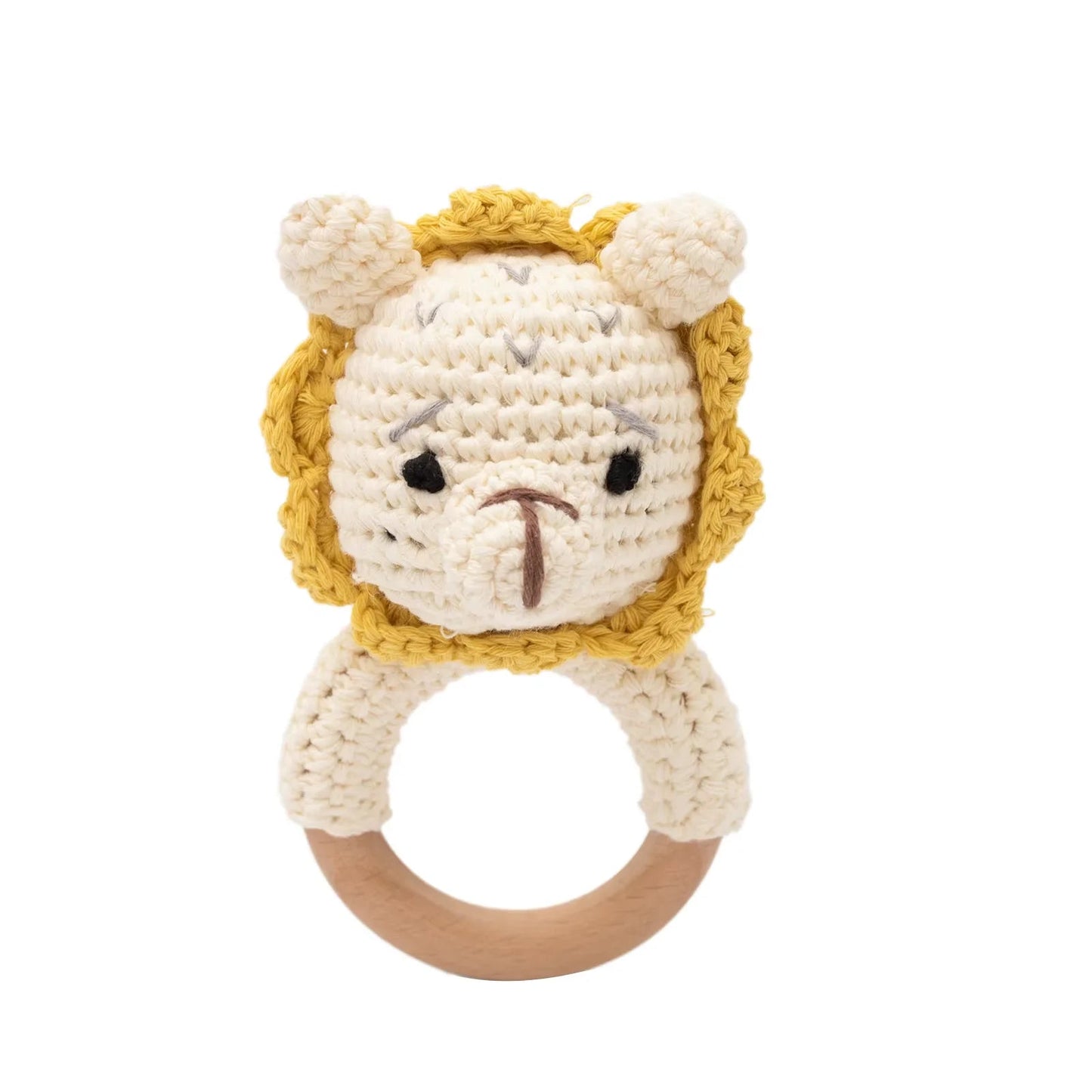 Baby Crochet Rattle Wooden Teether Toy BPA Free Wood Rodent Rabbit Rattle Baby Mobile Play Gym Newborn Educational Music Toys Good Vibrations