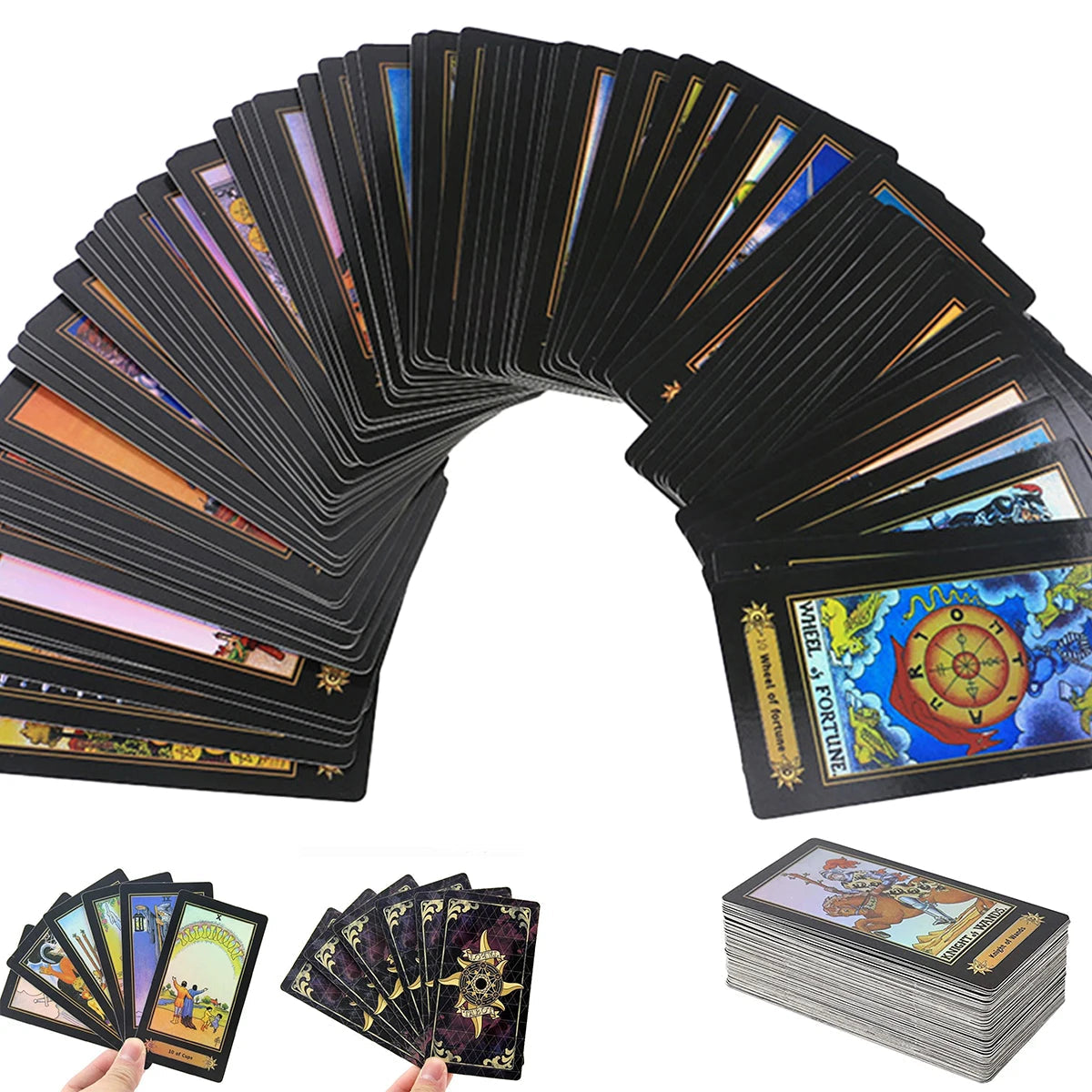 78 Holographic Tarot Cards with Guide Book Waterproof Future Telling Game for Beginners Edition Magician Tarot Deck Board Game Good Vibrations