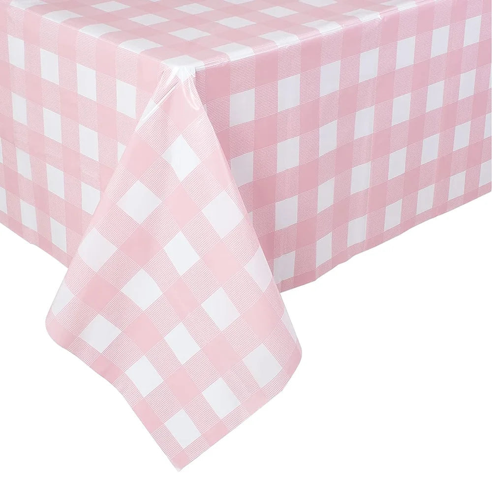 Red Black Checkered Disposable Tablecloth Wedding Birthday Party Indoor Outdoor Picnic Table Cover Plastic Waterproof Tablecloth Good Vibrations
