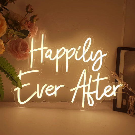 Happily Ever After Neon Sign Wedding Party Lights Event Background Decorative Lights Dimmable Good Vibrations