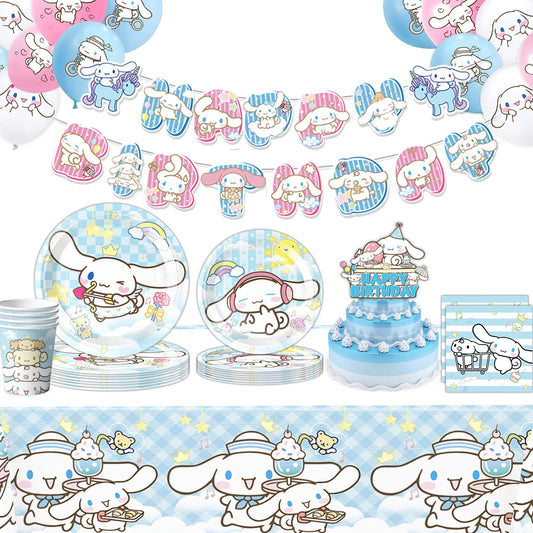 Cartoon Cinnamon Dog Birthday Decoration Mascot Disposable Tableware Plate Tablecloh Cup Baby Shower Girls Party Supplies Good Vibrations