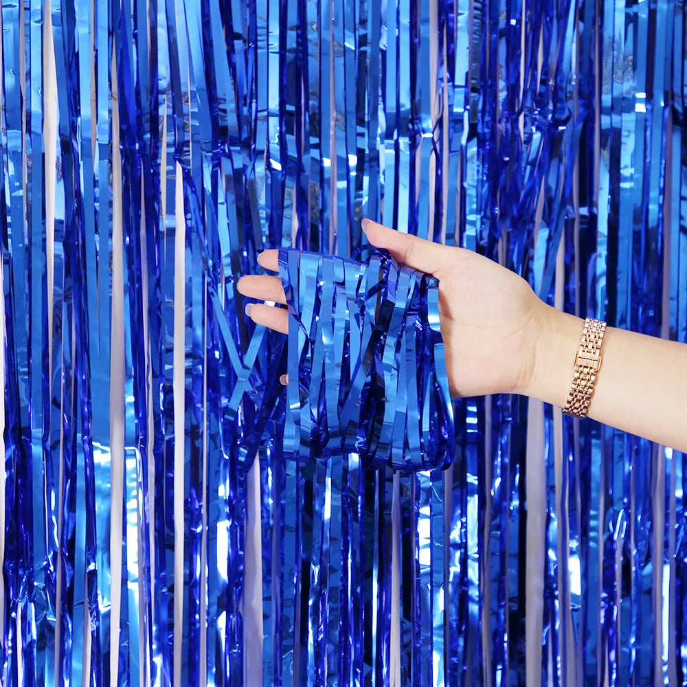 2/3/4M Party Background Wedding Decor Foil Fringe Curtain Sequin Bachelorette Photo Backdrop Wall Curtain Birthday Baby Shower Good Vibrations