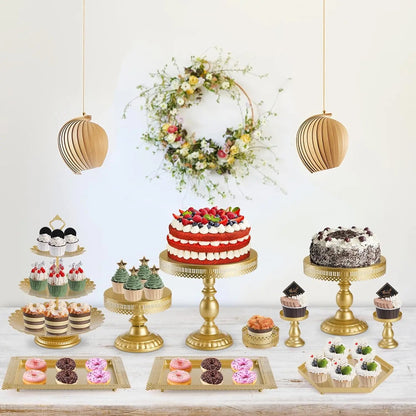Set of 10 Cake Stand, Metal Cupcake Stand Set with Multiple Combination Styles, Dessert Plate Cake Serving Tray Candy Fruit Good Vibrations