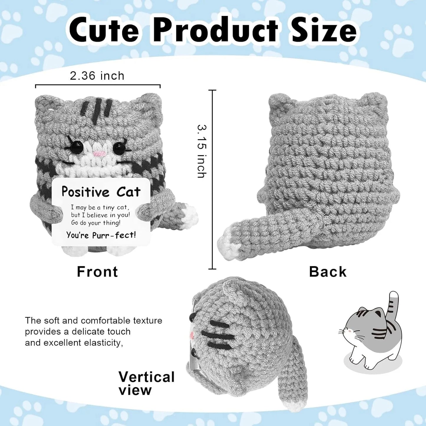 Positive Energy Pocket Hug Crochet Doll, Mini Handmade Knitted Plush Potato Turtle Vegetable Duck Funny Support Gift with Card Good Vibrations