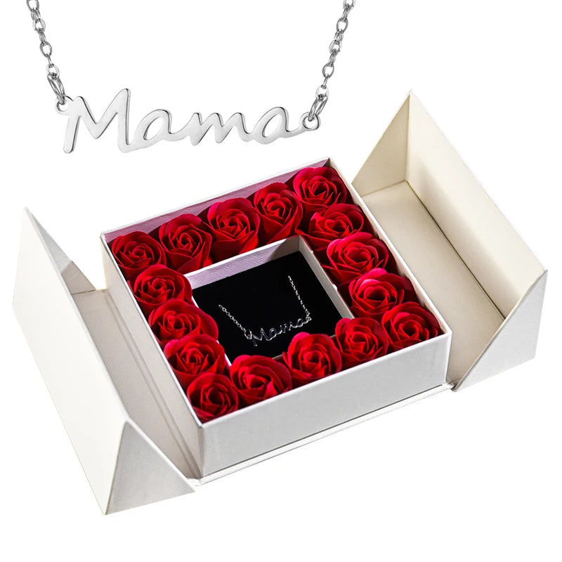 Gifts for Women Jewelry Pendant Necklace /w Soap Eternal Rose Gift Box Mother's Day Necklace Jewelry Wedding Anniversary Gifts Good Vibrations