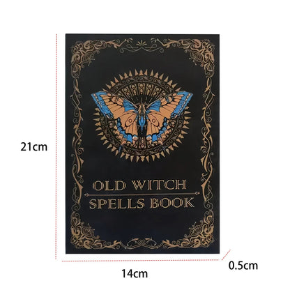 Ancient Magic Book with Intricate Golden Butterfly Cover & Mystical Symbols - Old Witch Spells Book for Wiccan Good Vibrations